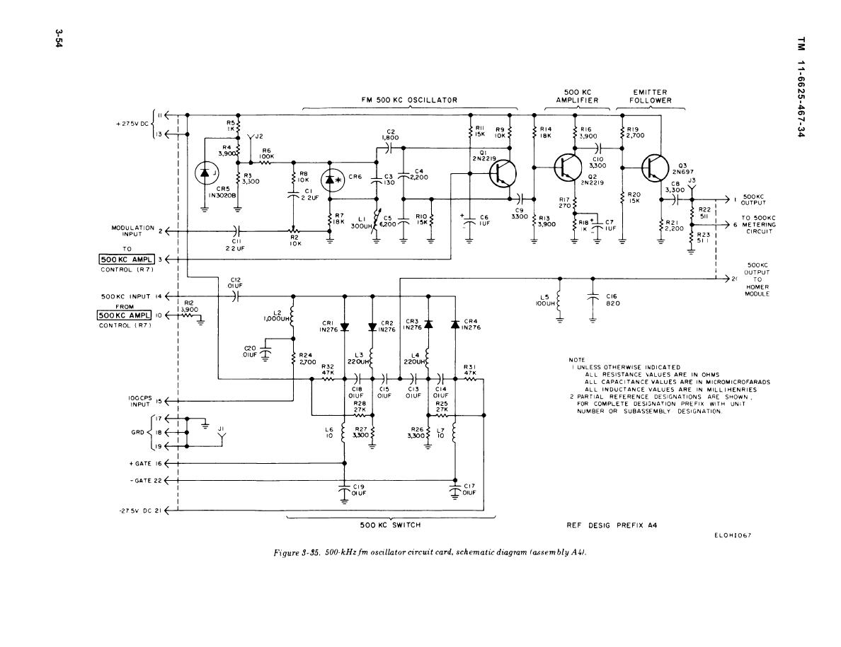 500-kHz FM Oscillator Circuit Card Schematic Diagram (Assembly A4) – Circuit Schematic