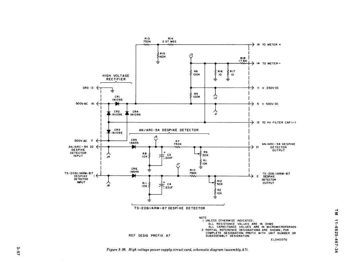 High Voltage Power Supply Circuit Card Schematic Diagram (Assembly A7) – Circuit Schematic