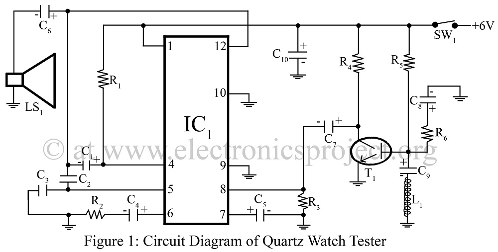 Quartz Watch Tester circuit diagram of quartz watch tester – Circuit Schematic
