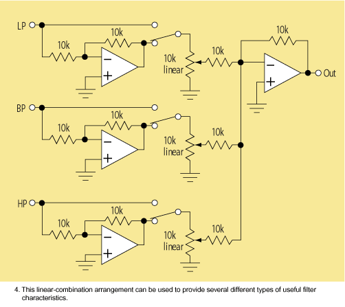 Second-Order Audio Filter Performs Multiple Functions circuit