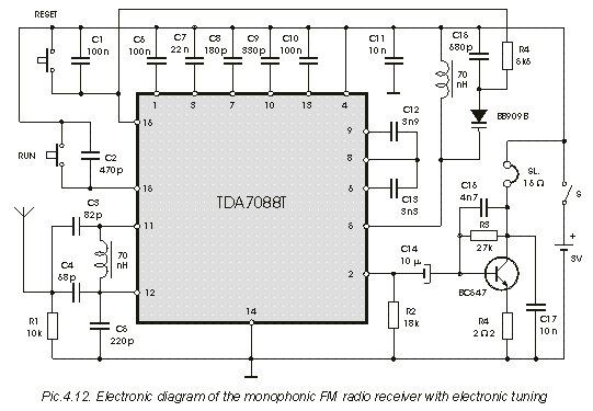 FM Radio Receiver using TDA7088 circuit