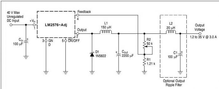 lm2576 simple lab power supply electronic project – Circuit Schematic