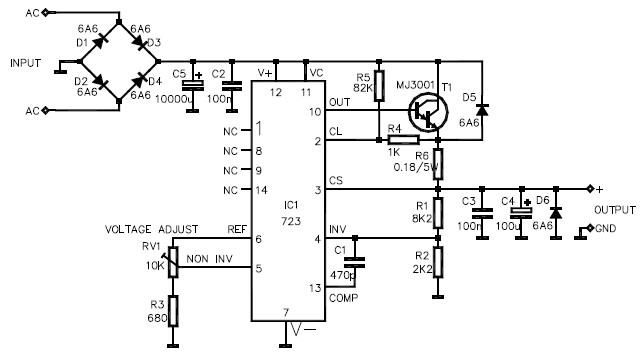 lm723 variable power supply circuit design – Circuit Schematic
