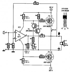 20w mosfet power amplifier – Circuit Schematic