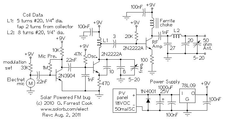 Solar Powered Long Range FM Transmitter circuit