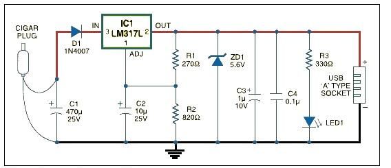 usb car charger adapter circuit design circuit
