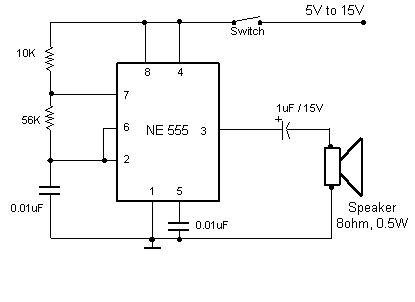 Simple Buzzer driver with 555 circuit