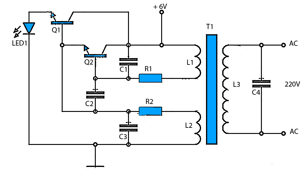 6V to 220V Inverter Schematic circuit