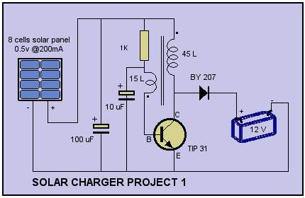Solar Cell Charger Schematic circuit