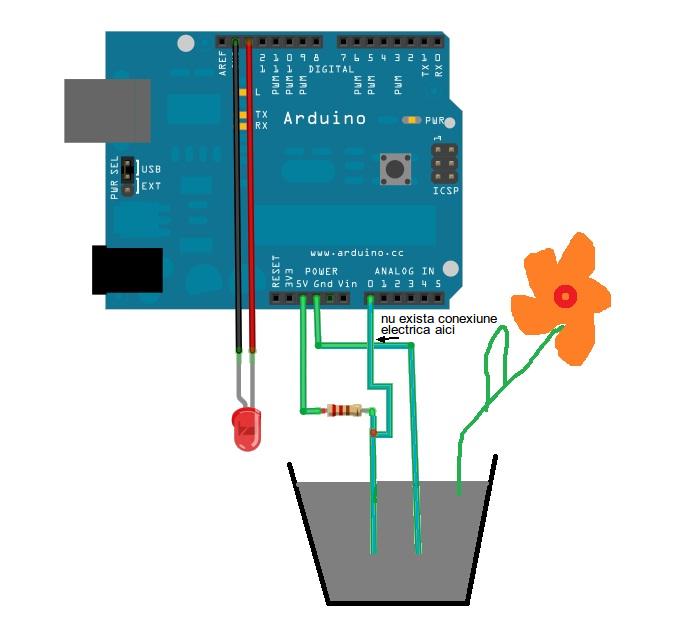Simple Soil Moisture Sensor - Arduino Project circuit