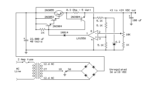  3V to 24V Variable Power Supply – Circuit Schematic