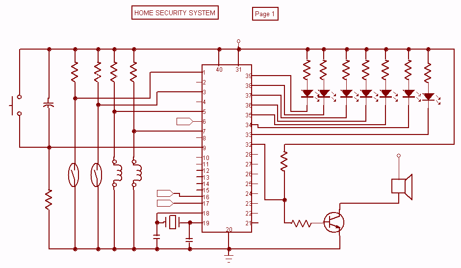 Home Security System with microcontroller circuit