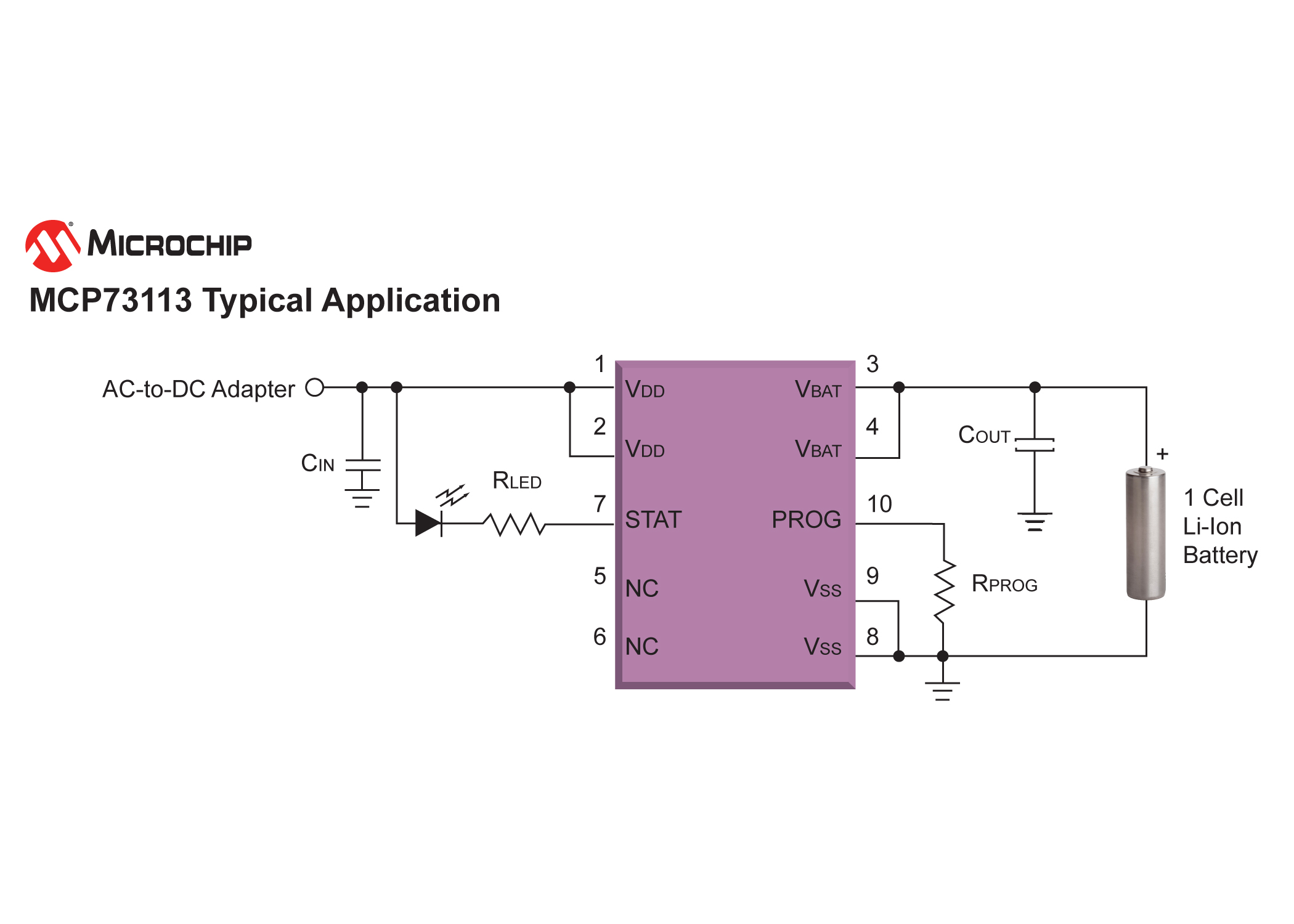 Microchips MCP73113 Li-Ion Battery Charger circuit