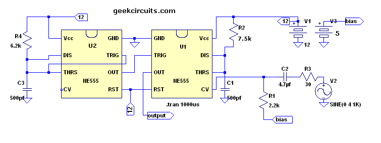 Class D amp made easy with 555 timer IC – Circuit Schematic