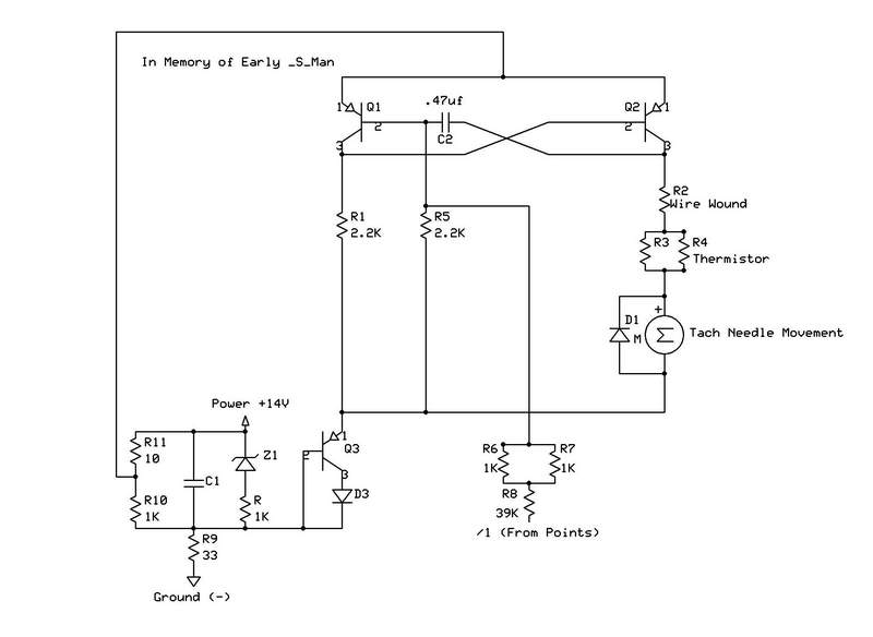 Early VDO Tachometer Guts circuit
