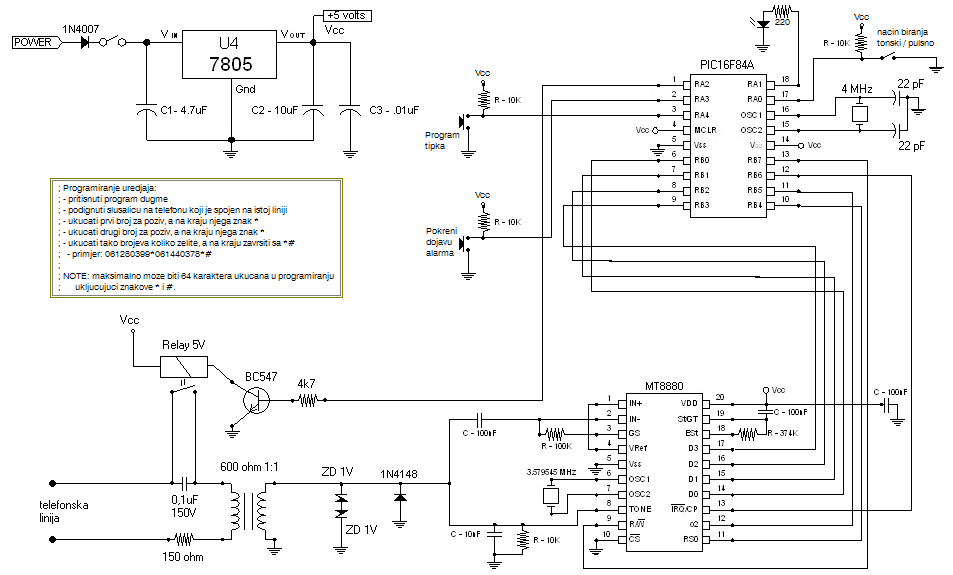 Alarm Phone Dialer – Circuit Schematic