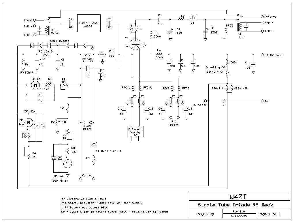 Linear Amp Project HF VHF UHF Amplifier – Circuit Schematic