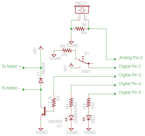 the secret knock project – Circuit Schematic