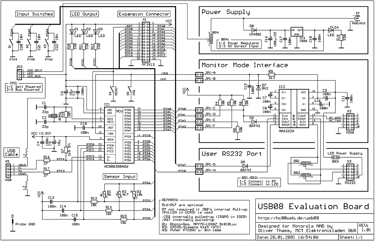 USB08 HC908JB8 USB Reference Design circuit