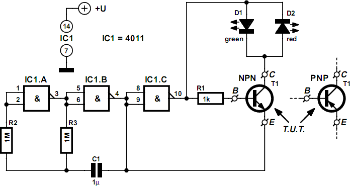 Cheap And Cheerful Transistor Tester circuit