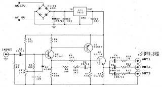 Circuit Video Amplifier by transistor BC547 & BC557 – Circuit Schematic