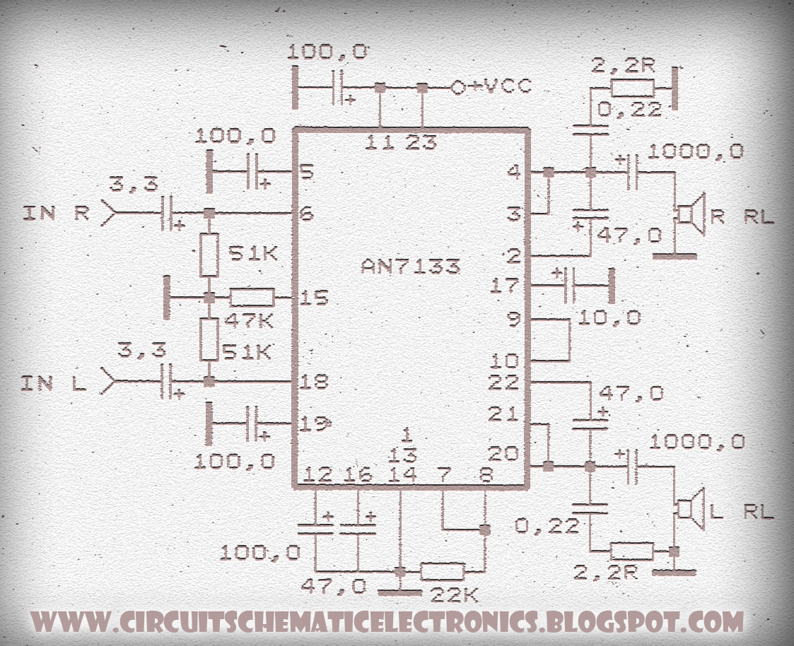 Amplifier Circuit with IC AN7133 Schematic Diagram – Circuit Schematic