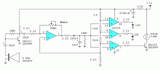 Decibels Meter Circuit Using LM324 – Circuit Schematic