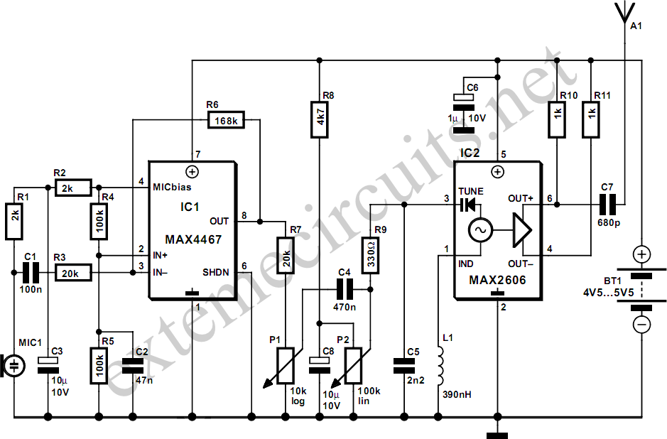 FM Wireless Microphone – Circuit Schematic
