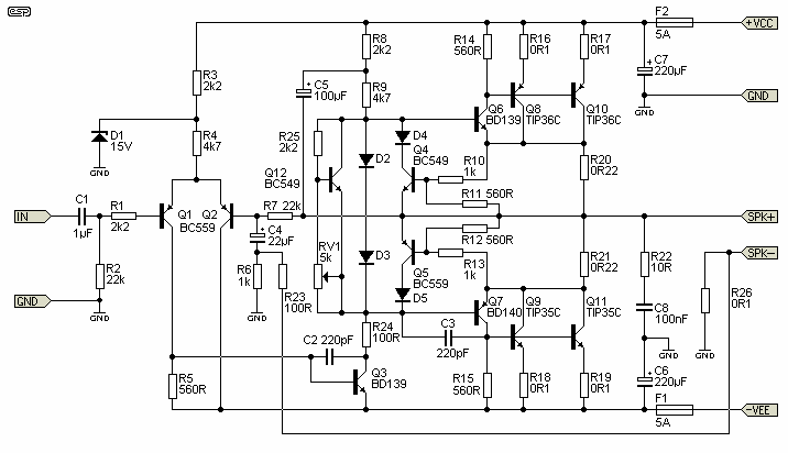 guitar amplifier circuit diagram 100w circuit