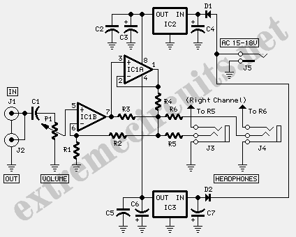 Modular Headphone Amplifier – Circuit Schematic