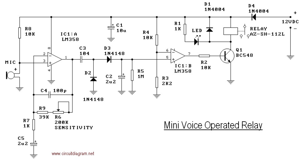 Mini Operated Voice Relay Schematic – Circuit Schematic