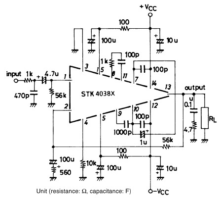 stk4038 bassed 60 watt audio circuit