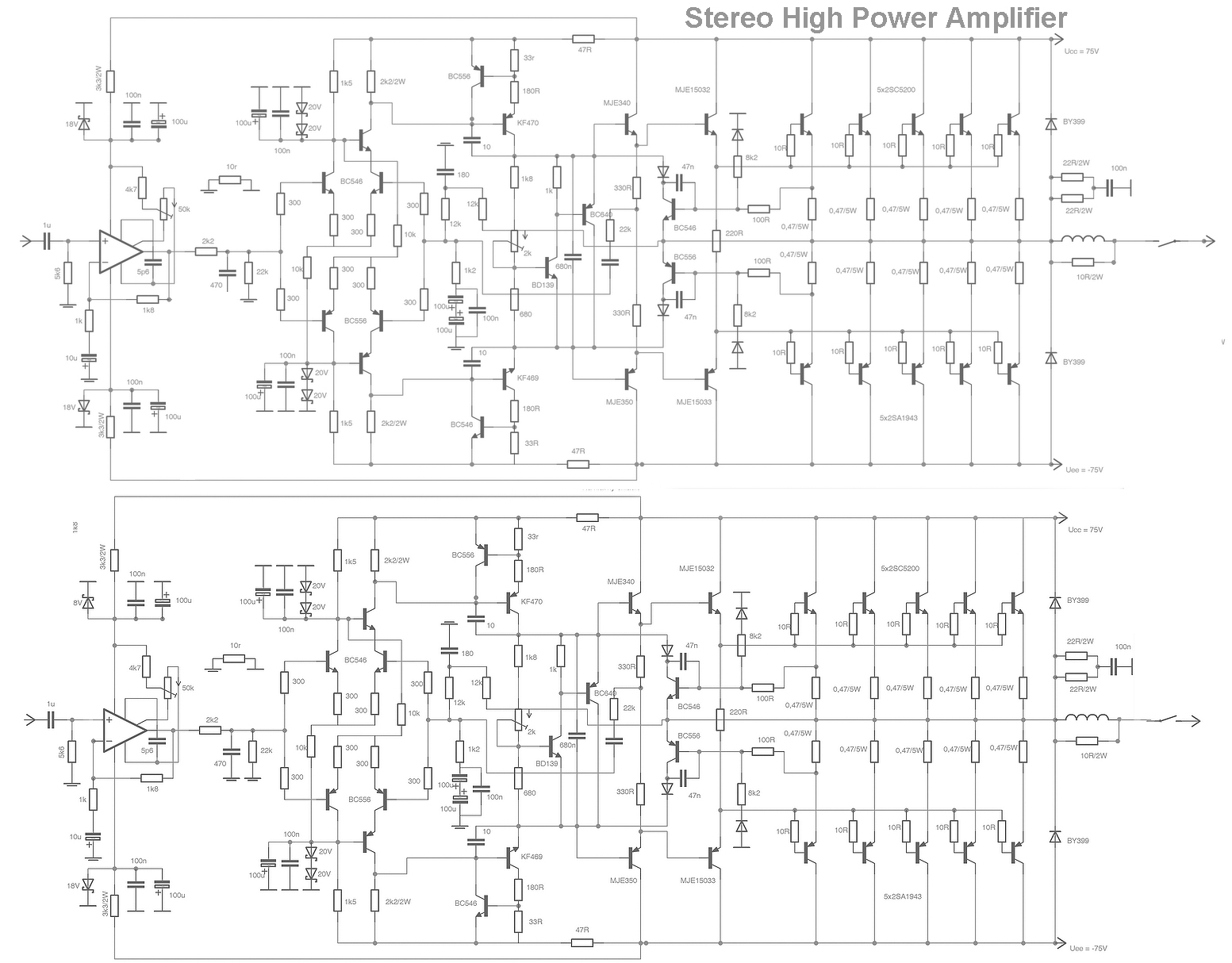 stereo-high-power-audio-amplifierhtml circuit