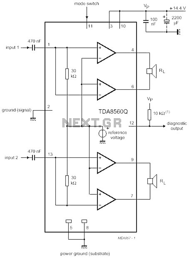 TDA8560Q - 40W Stereo BTL Car Amplifier Circuit – Circuit Schematic