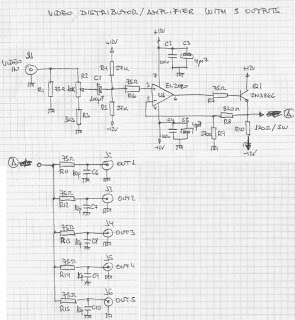 video distibution amplifier with five – Circuit Schematic