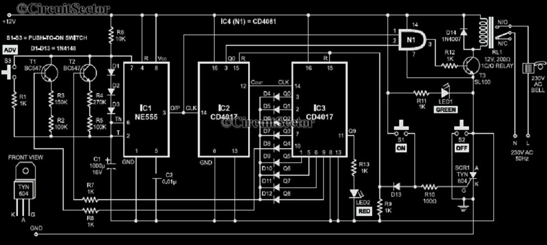 Automatic School Bell Circuit PCB