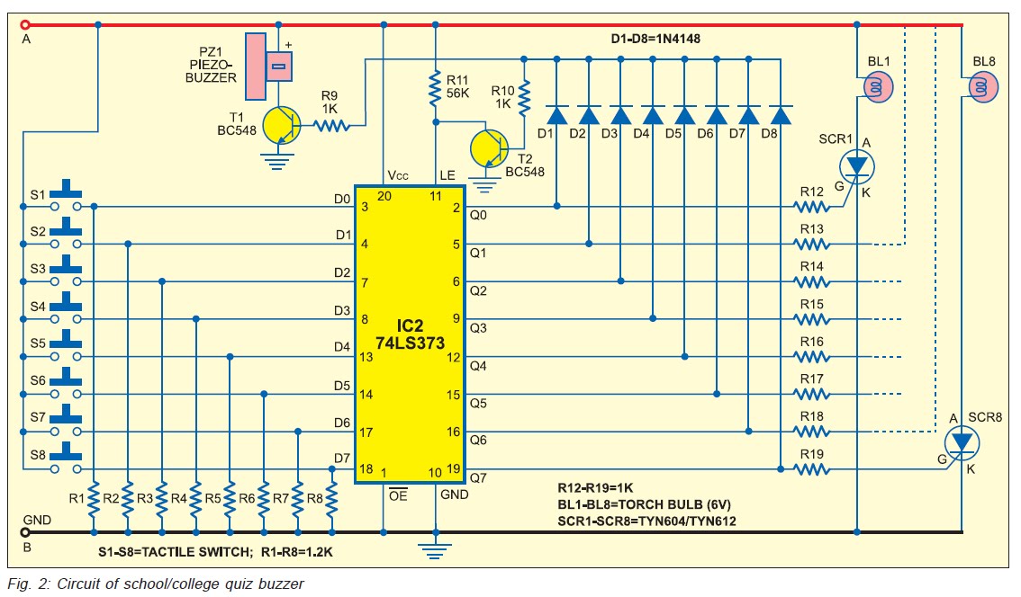 COLLEGE QUIZ BUZZER – Circuit Schematic