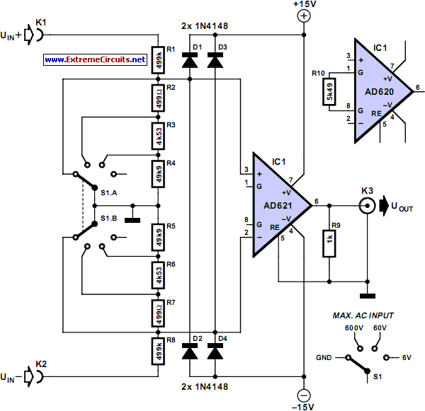 meter adaptor with symmetrical – Circuit Schematic