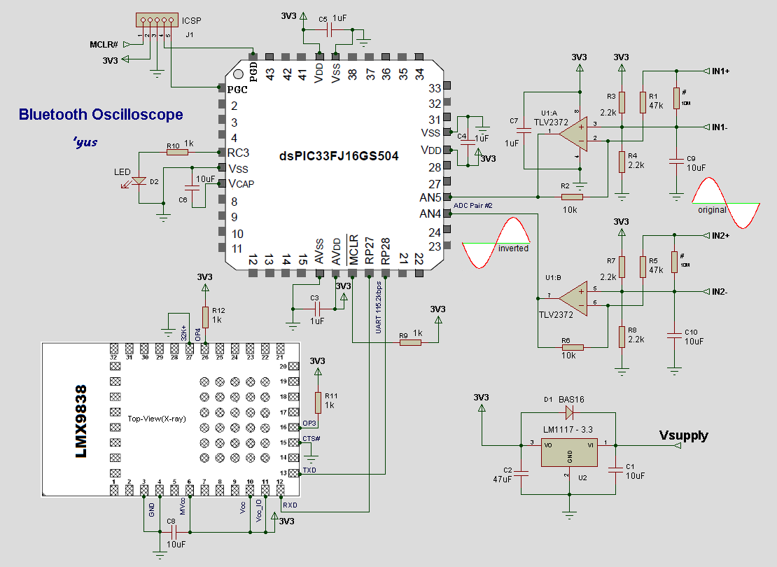 android bluetooth oscilloscope – Circuit Schematic