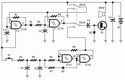 one ic two tones siren with circuit