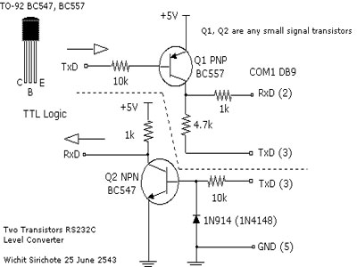 Simple RS 232 Level Converter circuit