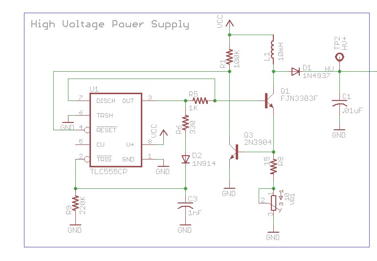 Using microcontroller as oscillator for high voltage power suppy – Circuit Schematic