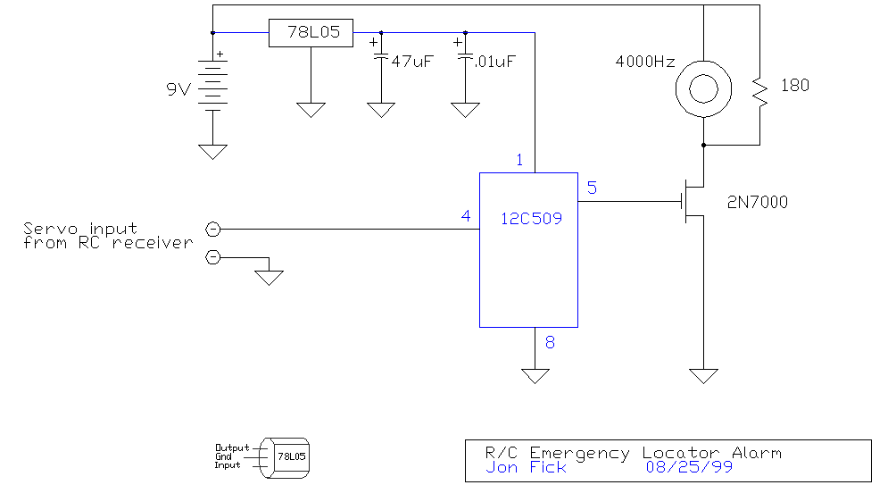 rc emergency locator alarm – Circuit Schematic