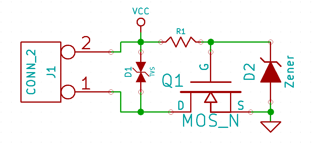 power supply NMOS FET selection for reverse polarity protection – Circuit Schematic