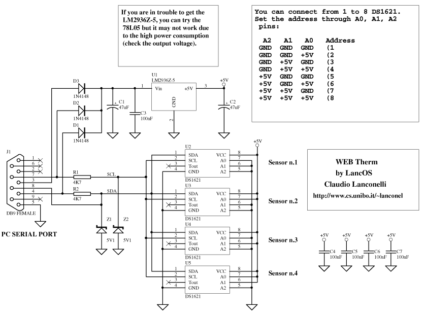 web based thermometer project – Circuit Schematic