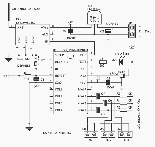 RF wireless allarm magnetic switch PIC16F84 circuit