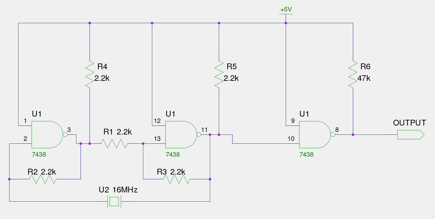 Incorrect frequency from crystal oscillator – Circuit Schematic