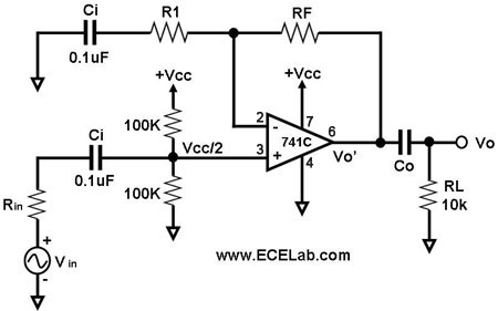 capacitor values for non inverting op amp circuit