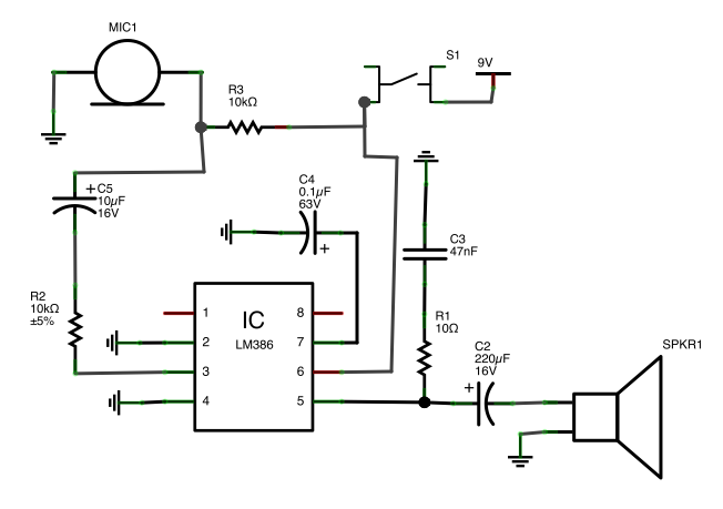 amplifier LM386 amp circuit lag circuit