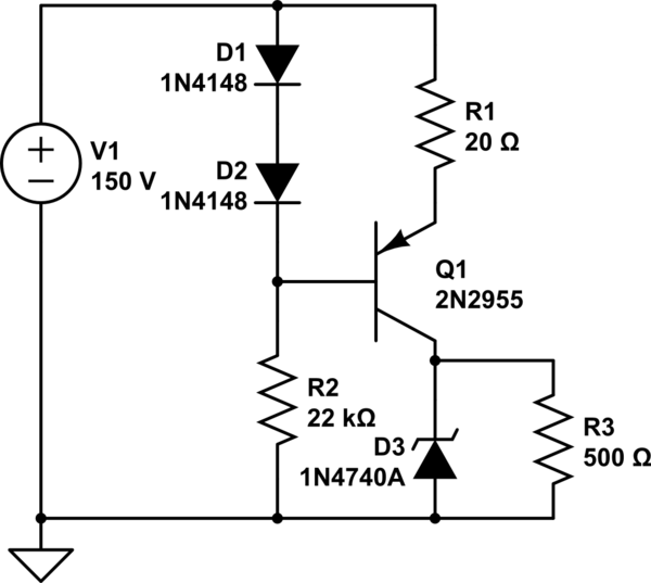 bjt Low voltage/current power supply for wide range of inputs – Circuit Schematic